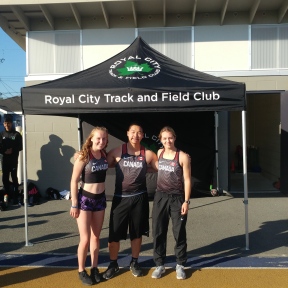 Grace Fetherstonhaugh (left) and Jenevieve Patry-Smith (right) with Jarrett Chong (centre)